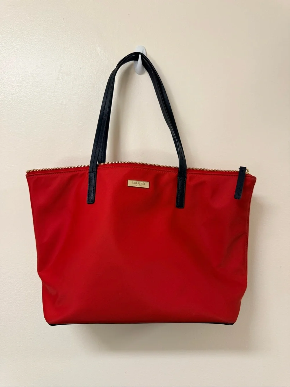 Kate Spade Red Nylon Tote with Black Handles
